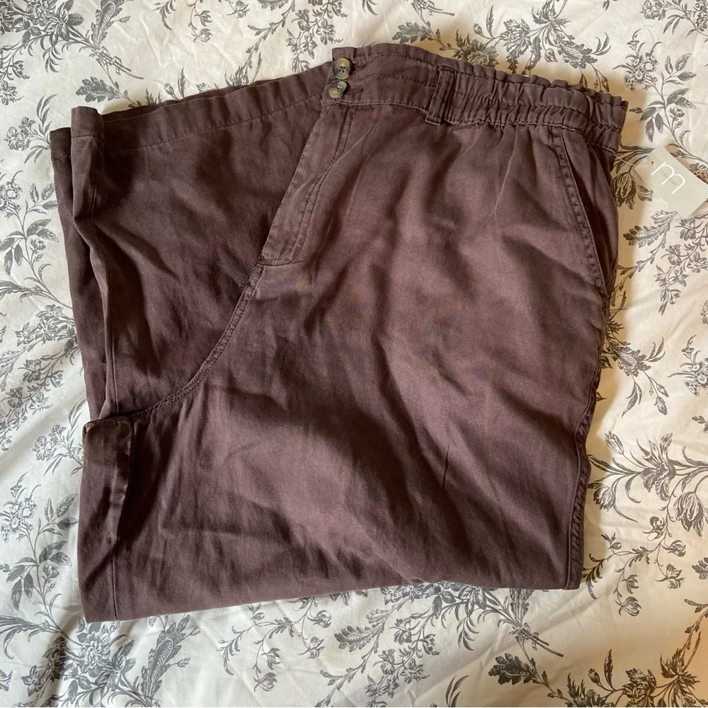 Maurices Solid High Rise Cropped Wide Leg Weekender Pant XL BNWT Brown Arrow - Picture 6 of 11